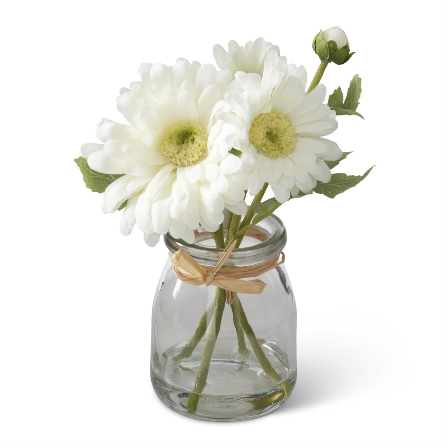 White Daisy Premade in Glass Vase w/Faux Water