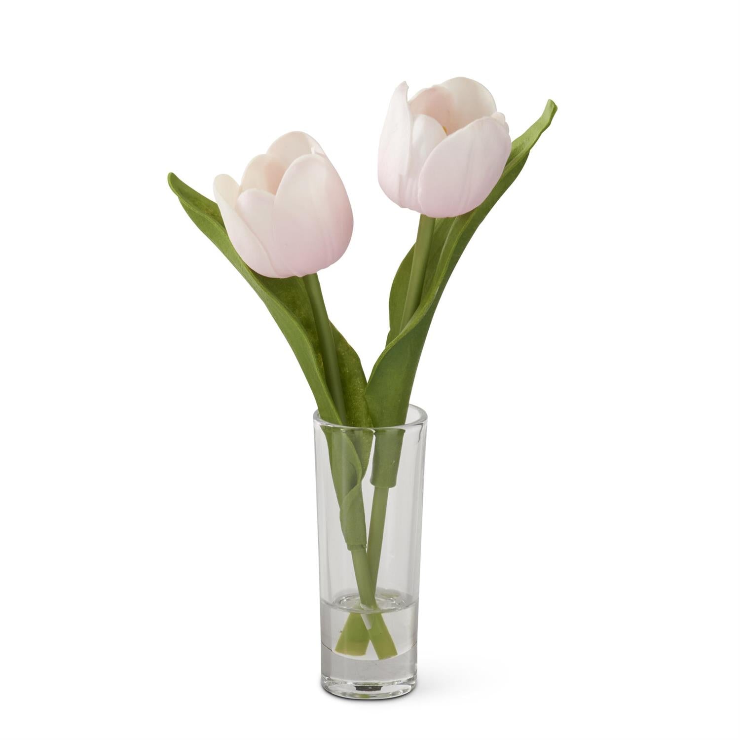 Touch Double Tulip Premade in Glass Vase w/Faux