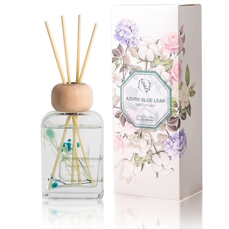Azure Blue Leaf Reed Diffuser Set