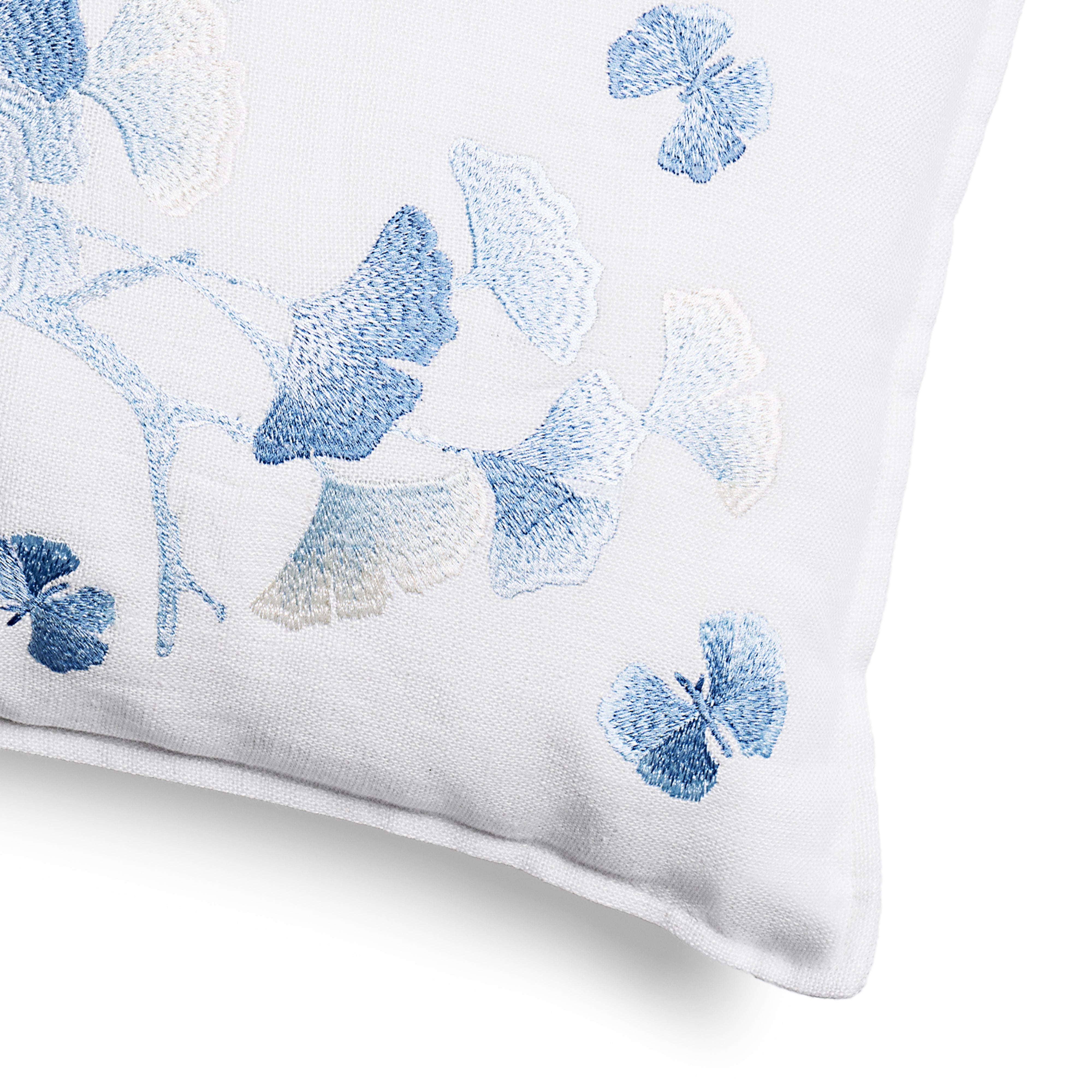 Butterfly Gingko Ombre Embroidered Decorative Pillow
