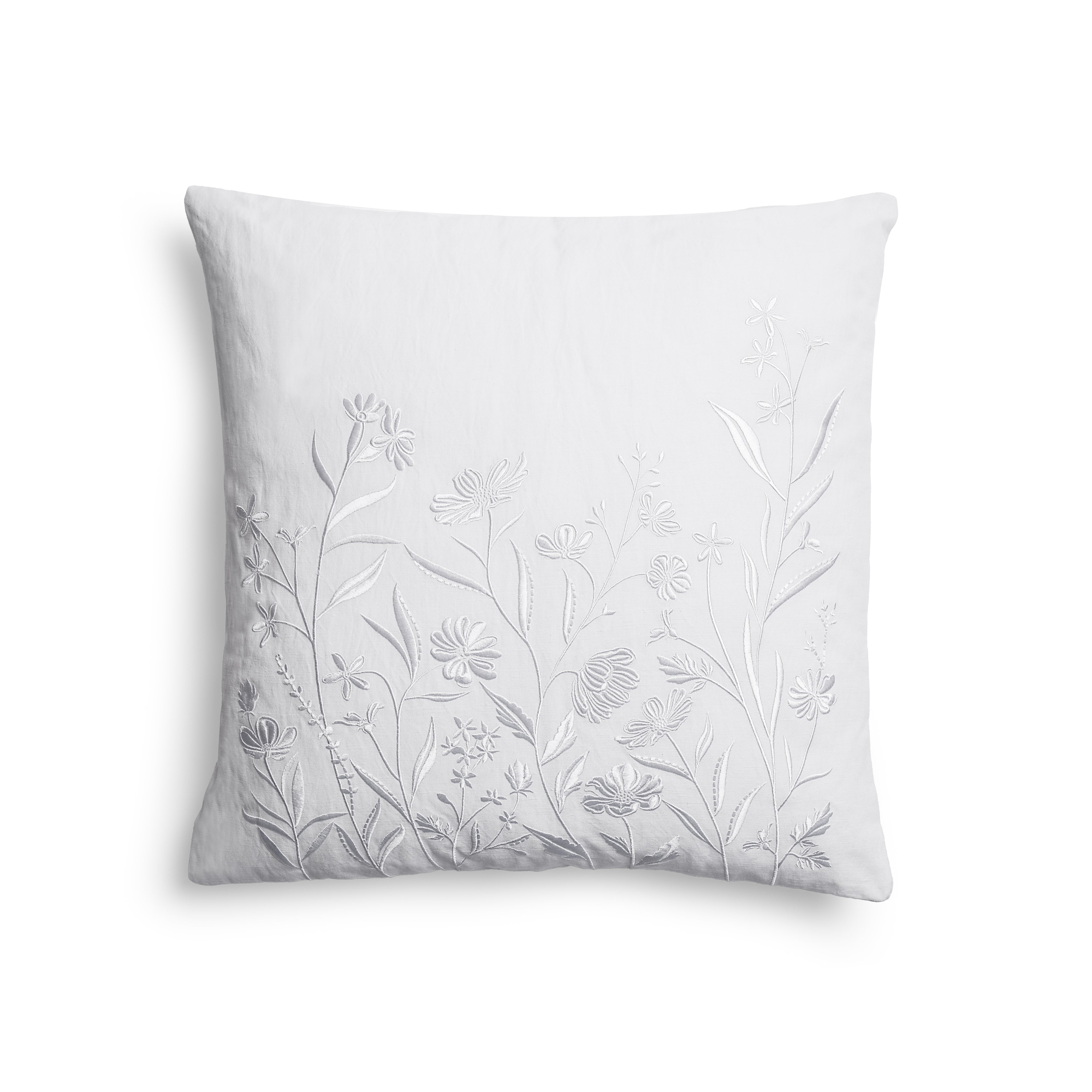 Wildflowers Embroidered Decorative Pillow