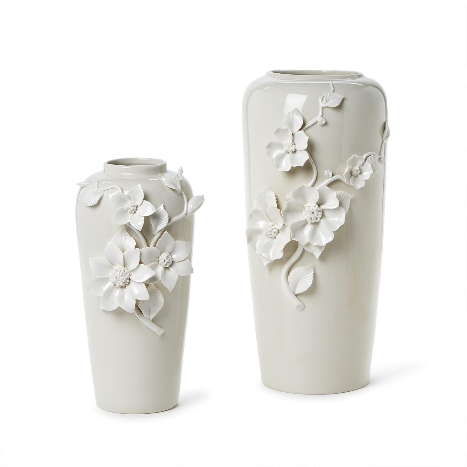 S/2 Vases with 3-D Sculpted Flowers