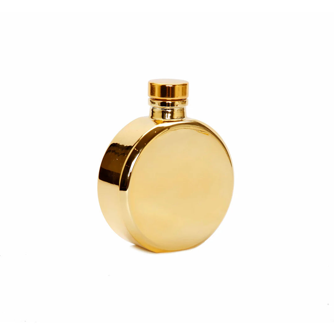 Gold Bottle Diffuser with White Flower, "Iris & Rose" Scent