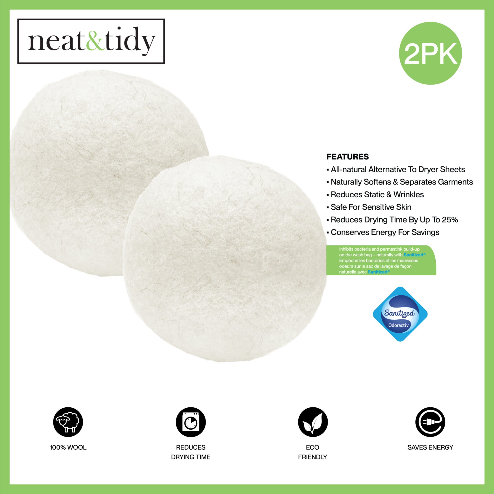 2 Pack Wool Dryer Balls