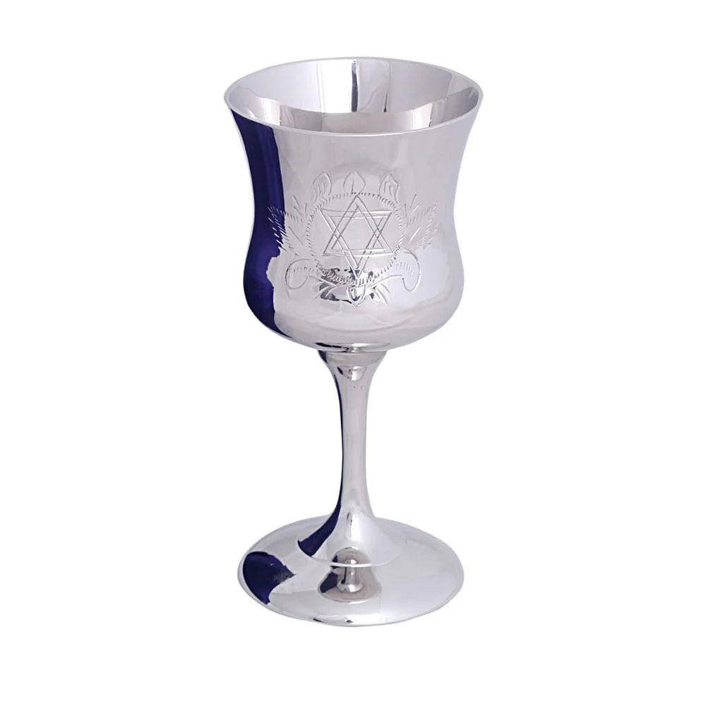 Brass Kiddush Cup Polished With Star of David Engraved