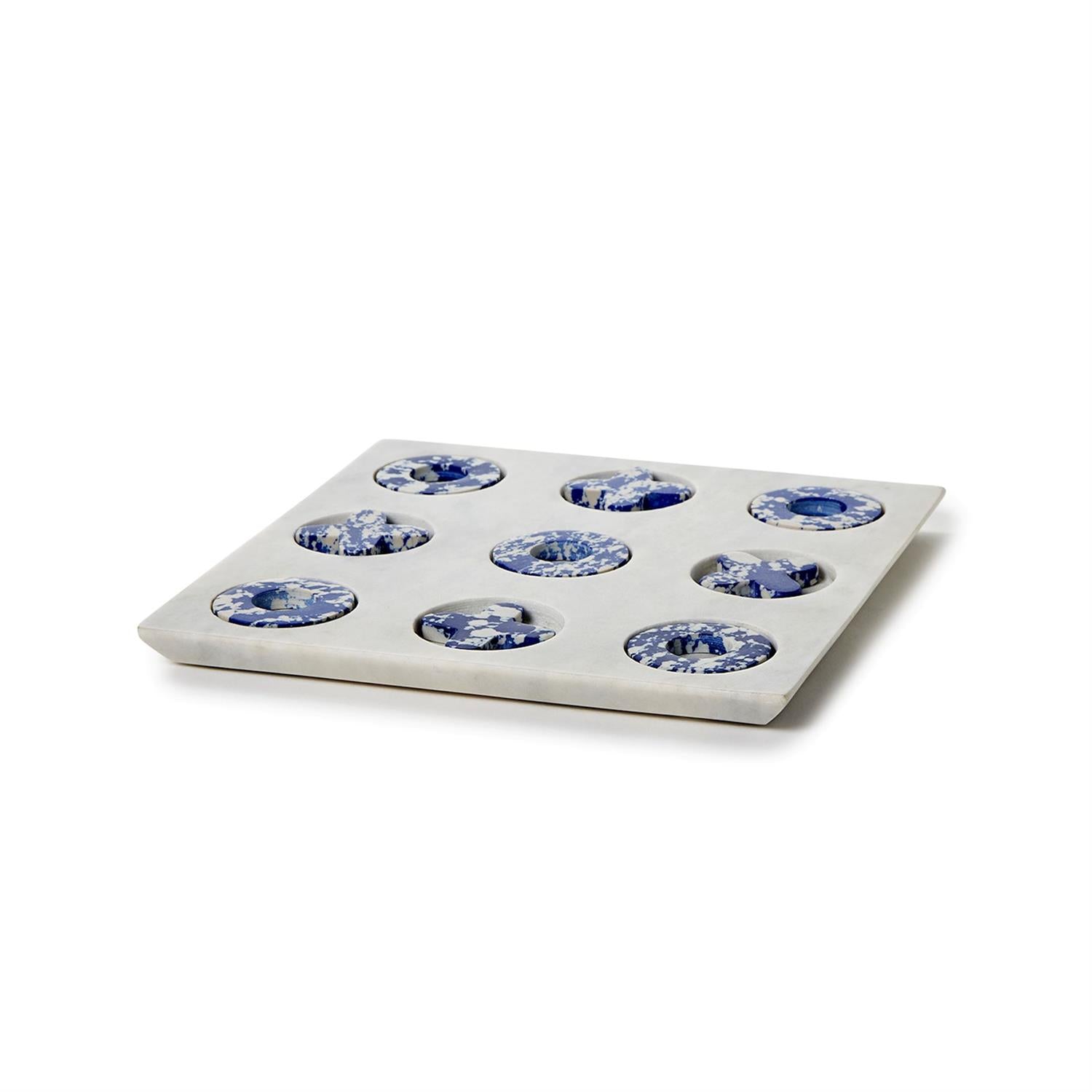 Blue Marble Hand Crafted Tic Tac Toe