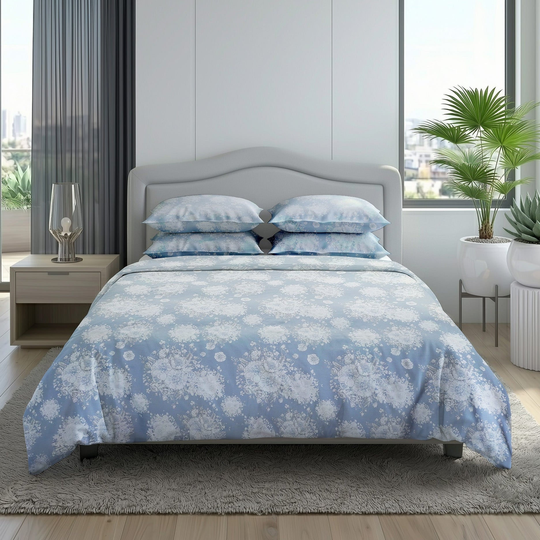 Borogana Blue 4 Piece Bedding Set