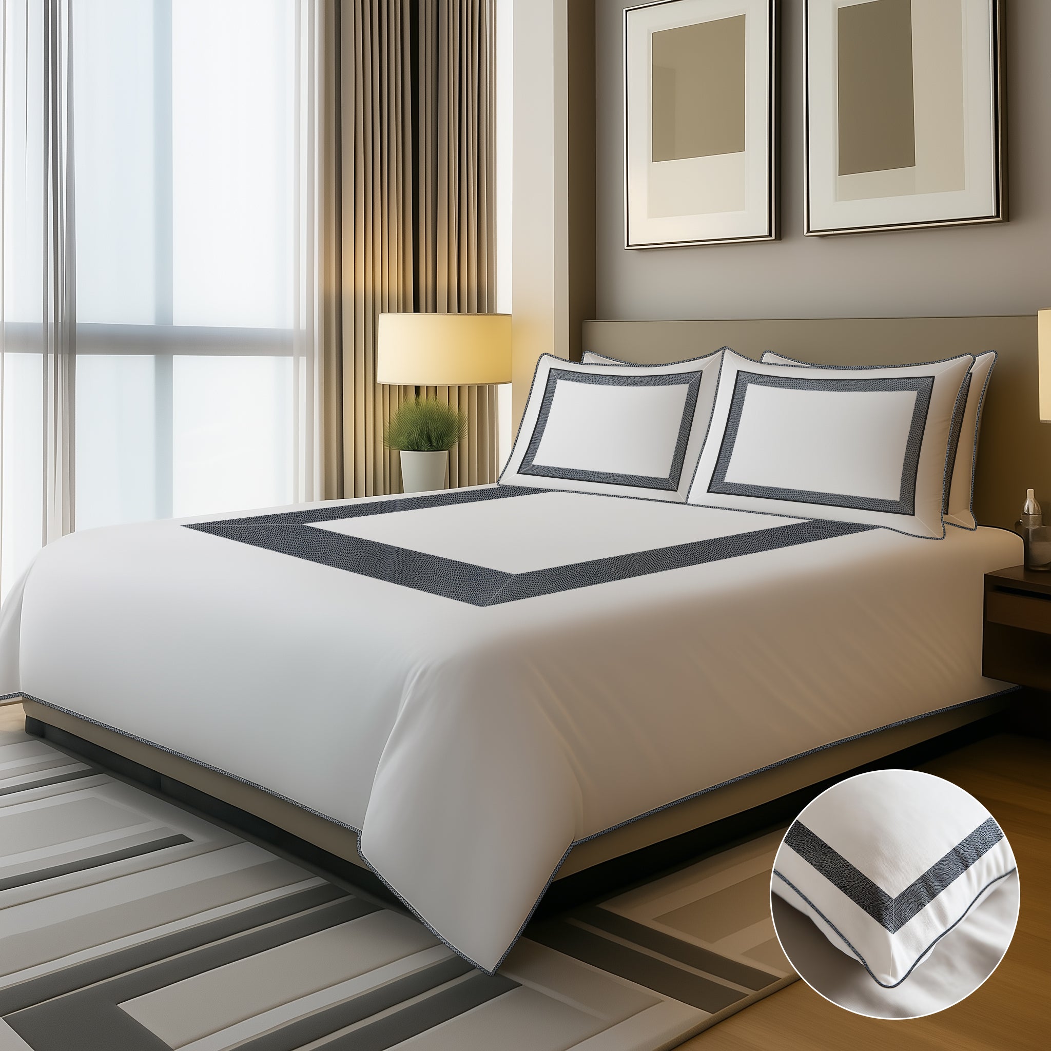 Jasper Double Band Chateau Cording 4 Piece Bedding Set