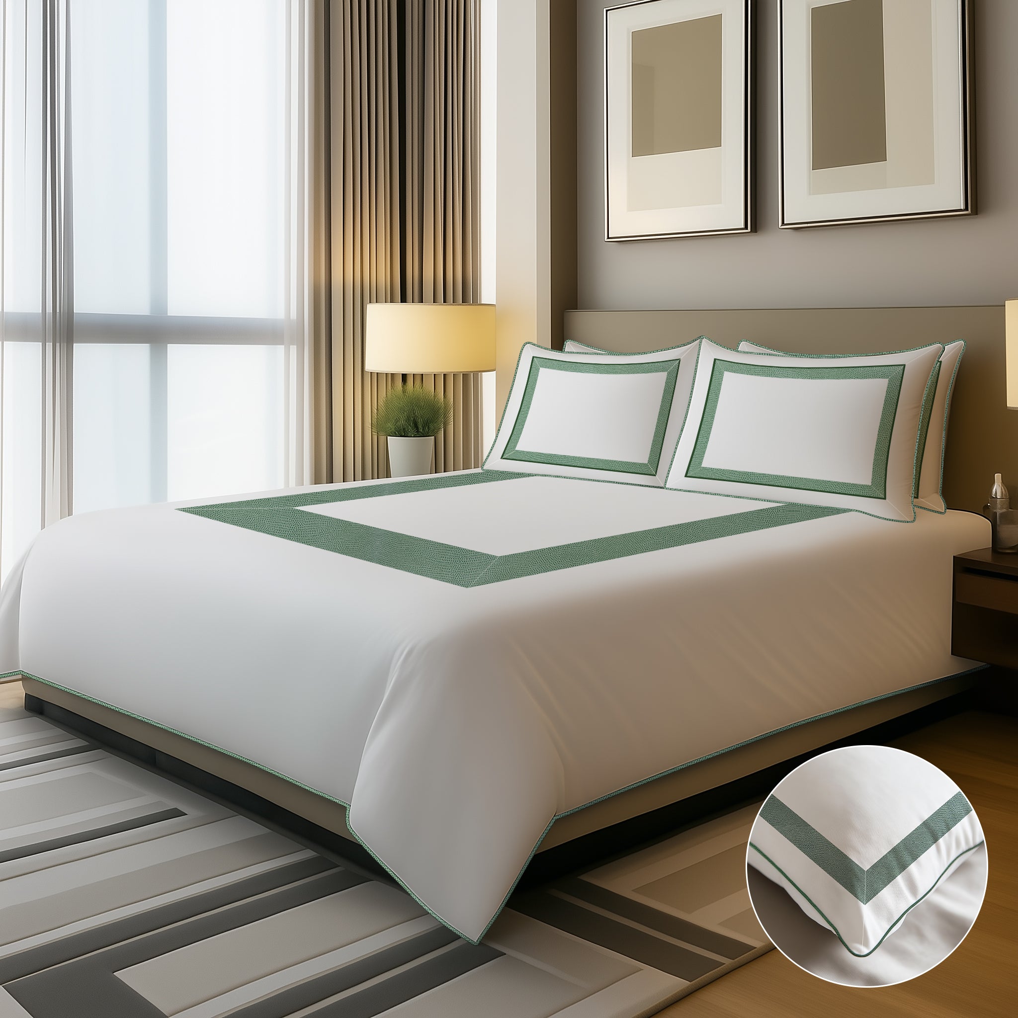 Jasper Double Band Chateau Cording 4 Piece Bedding Set