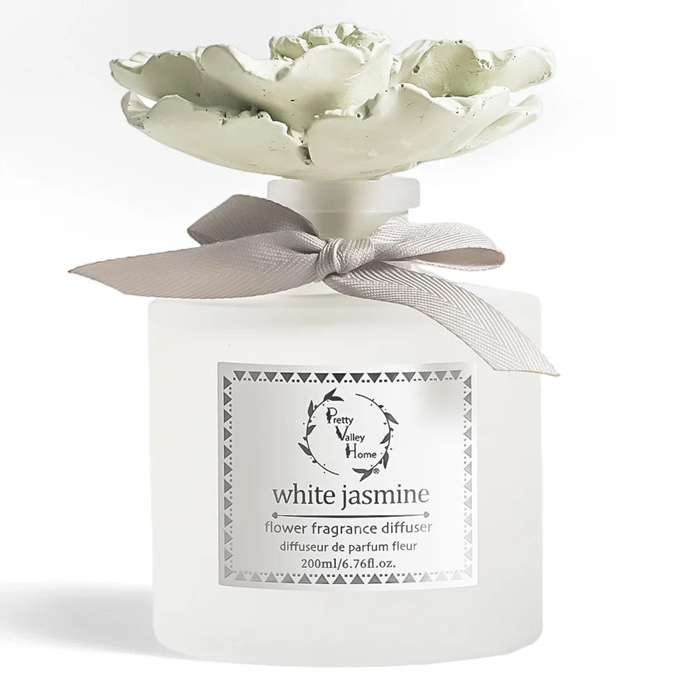 Light Green Ceramic Flower Diffuser - White Jasmine