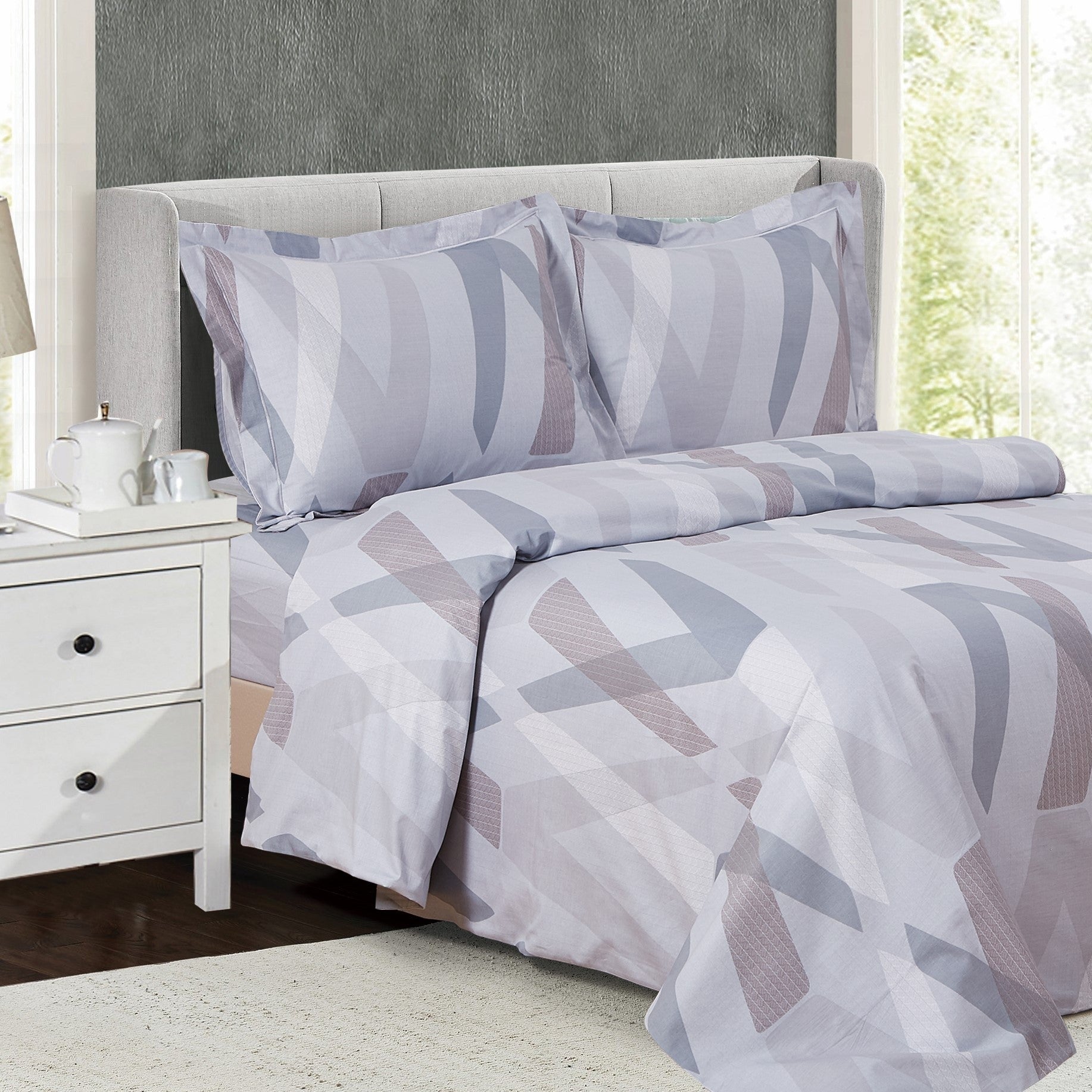 French Pleasant Grey 6 Piece Bedding Set