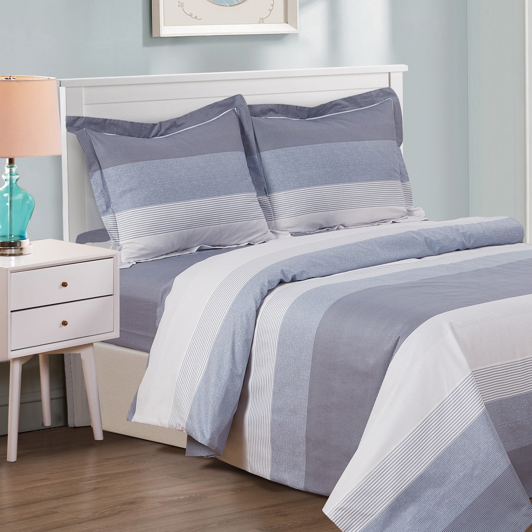 French Sea Stripe 6 Piece Bedding Set