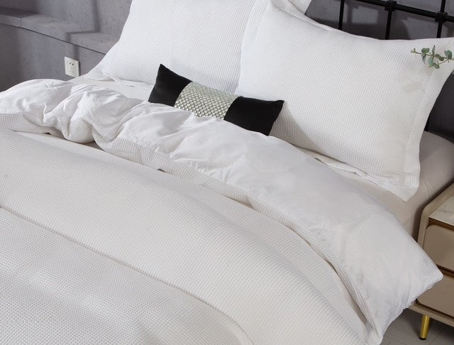 French Waffle White 8 Piece Bedding Set