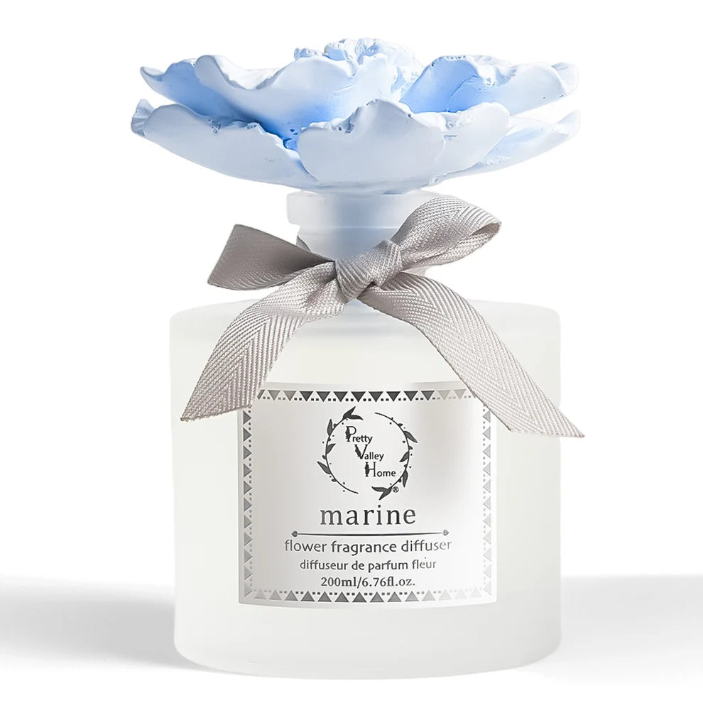 Blue Ceramic Flower Reed Diffuser - Marine