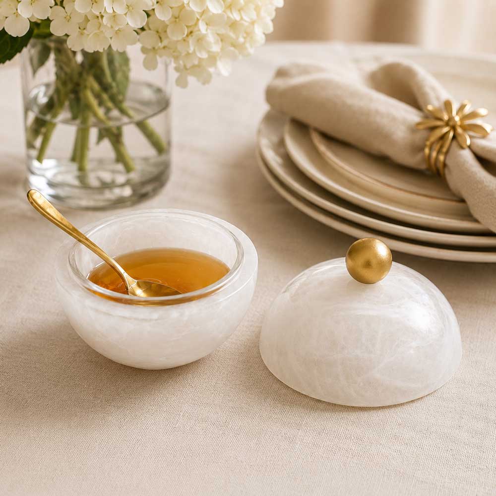 Resin Snow Drift Honey Dish