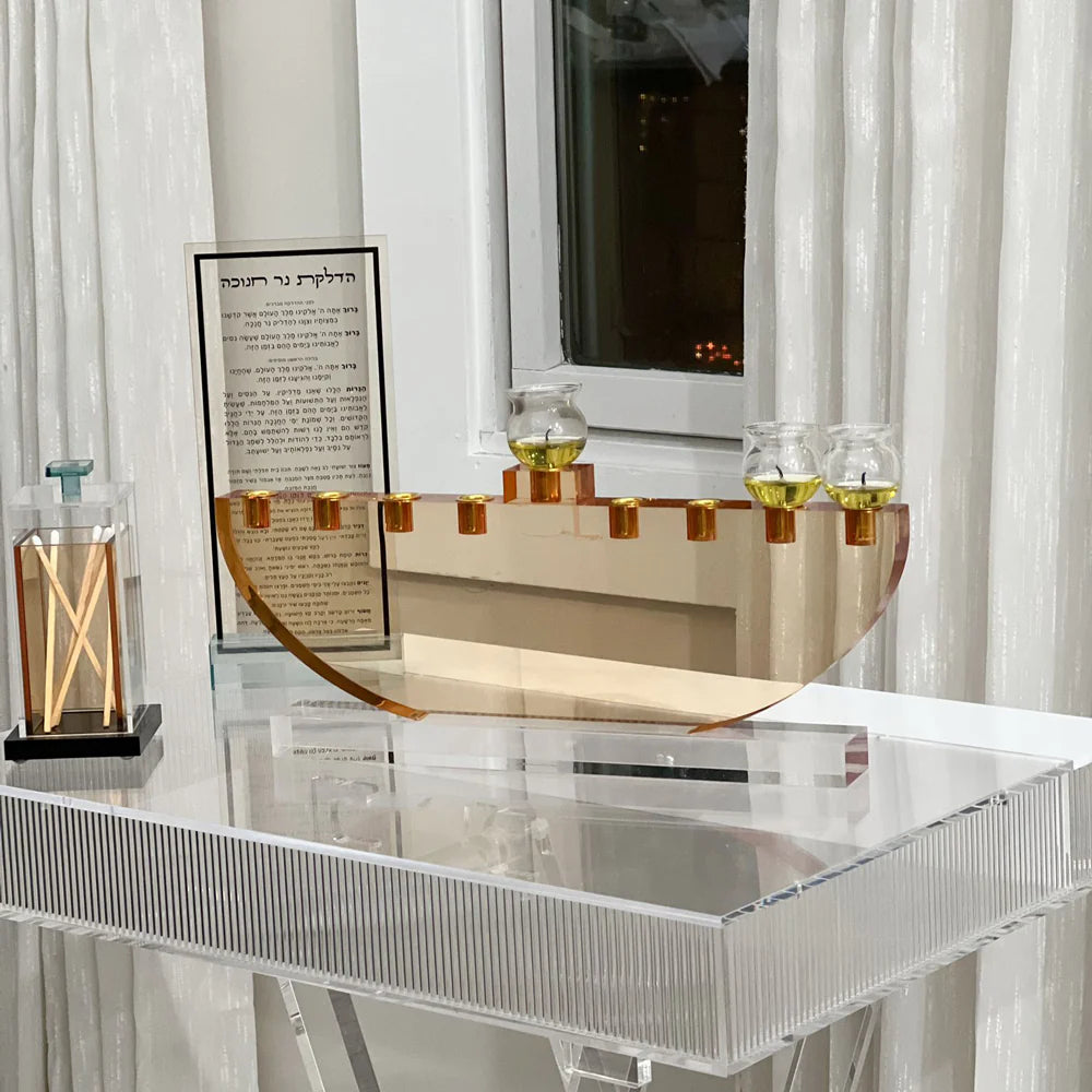 Amber Lucite Menorah