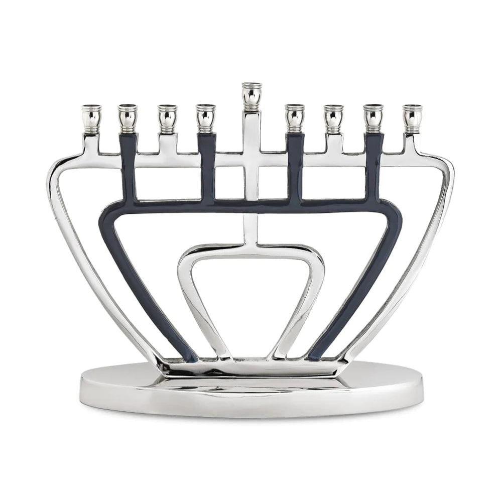 Impressive Polished Silver & Dark Grey Menorah