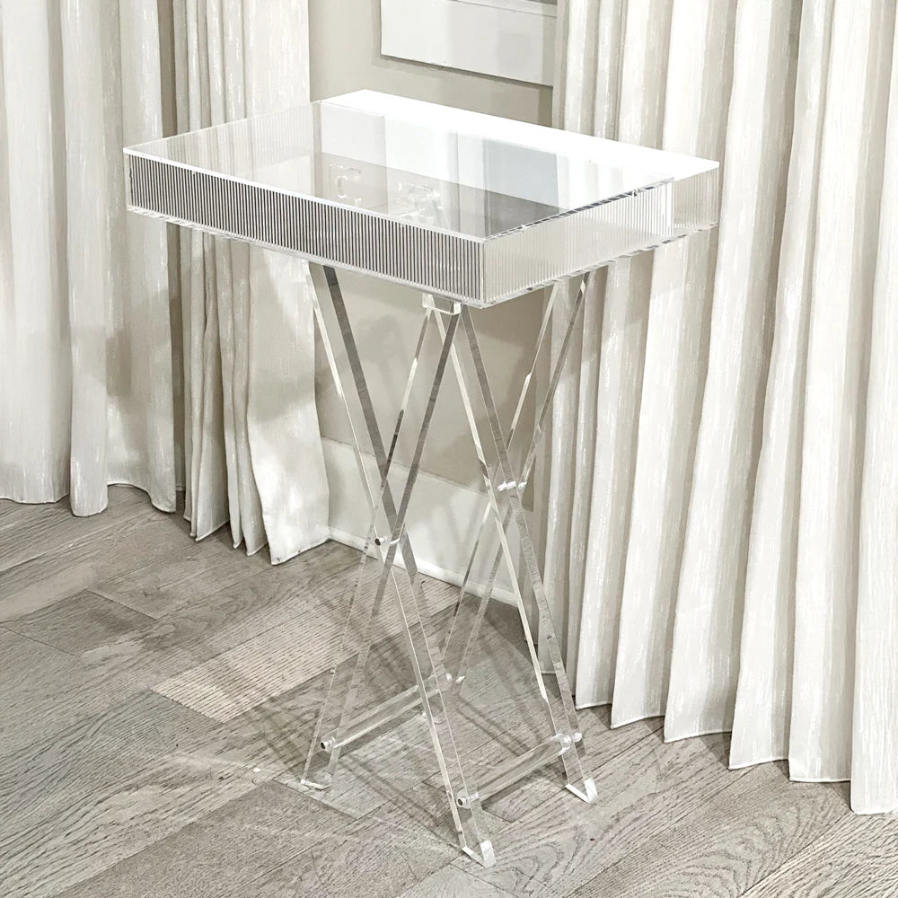 Adjustable Lucite Table with Concealed Sections