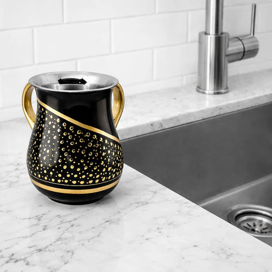 Enamel Wash Cup with Gold Designs
