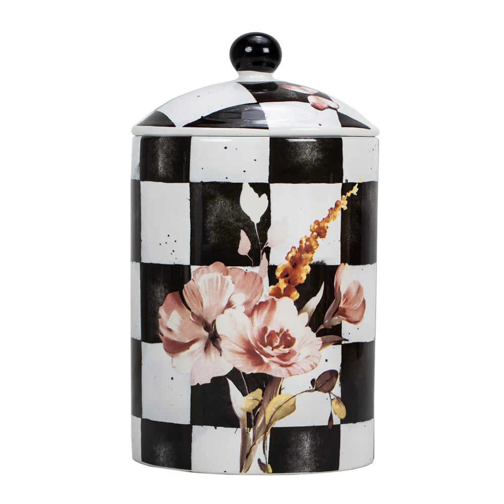 Chic Checkered Porcelain Cookie Jars