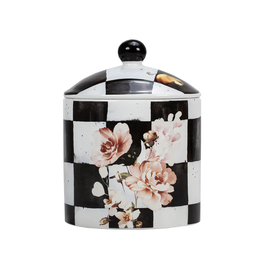 Chic Checkered Porcelain Cookie Jars