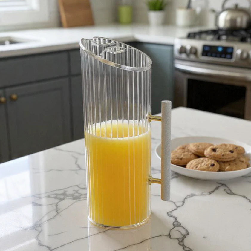 Corrugated Lucite Pitcher with Leatherette Handle