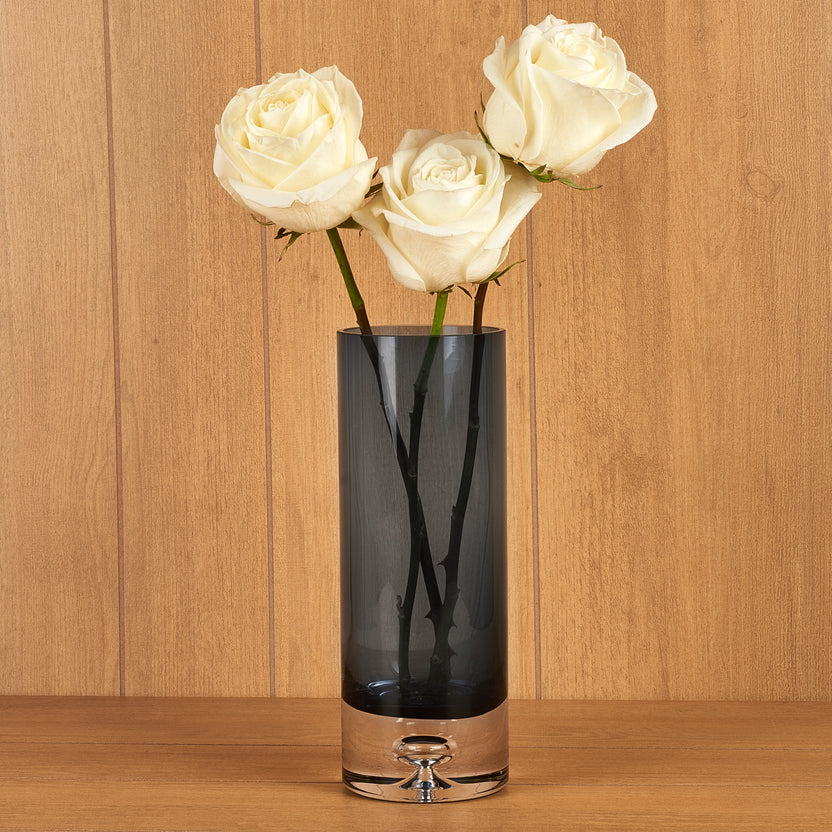 Galaxy European Mouth Blown Lead Free Crystal Midnight Blue Cylinder Vase 10.5″ X 3