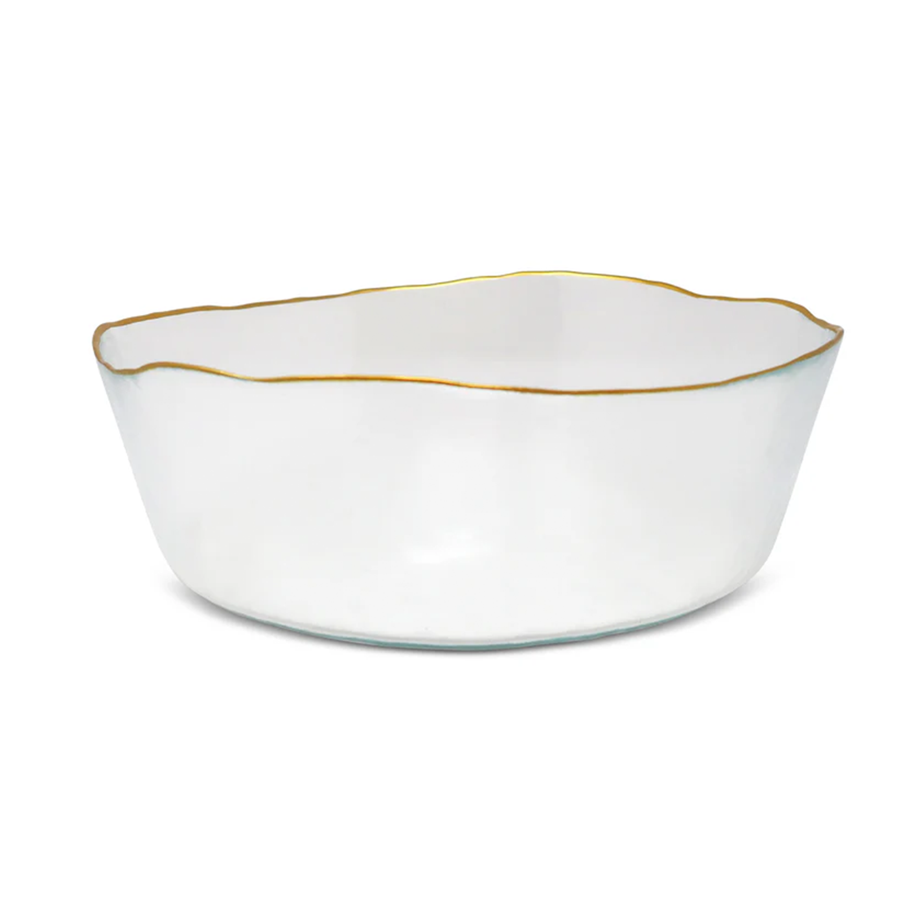 Organic Shaped Salad Bowl with Gold Trim