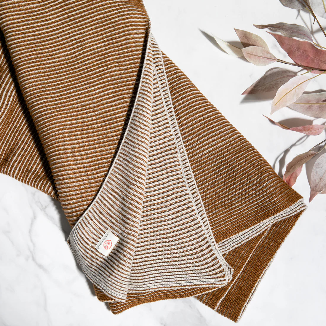 Ribbed Organic Cotton Knit Throw Blanket