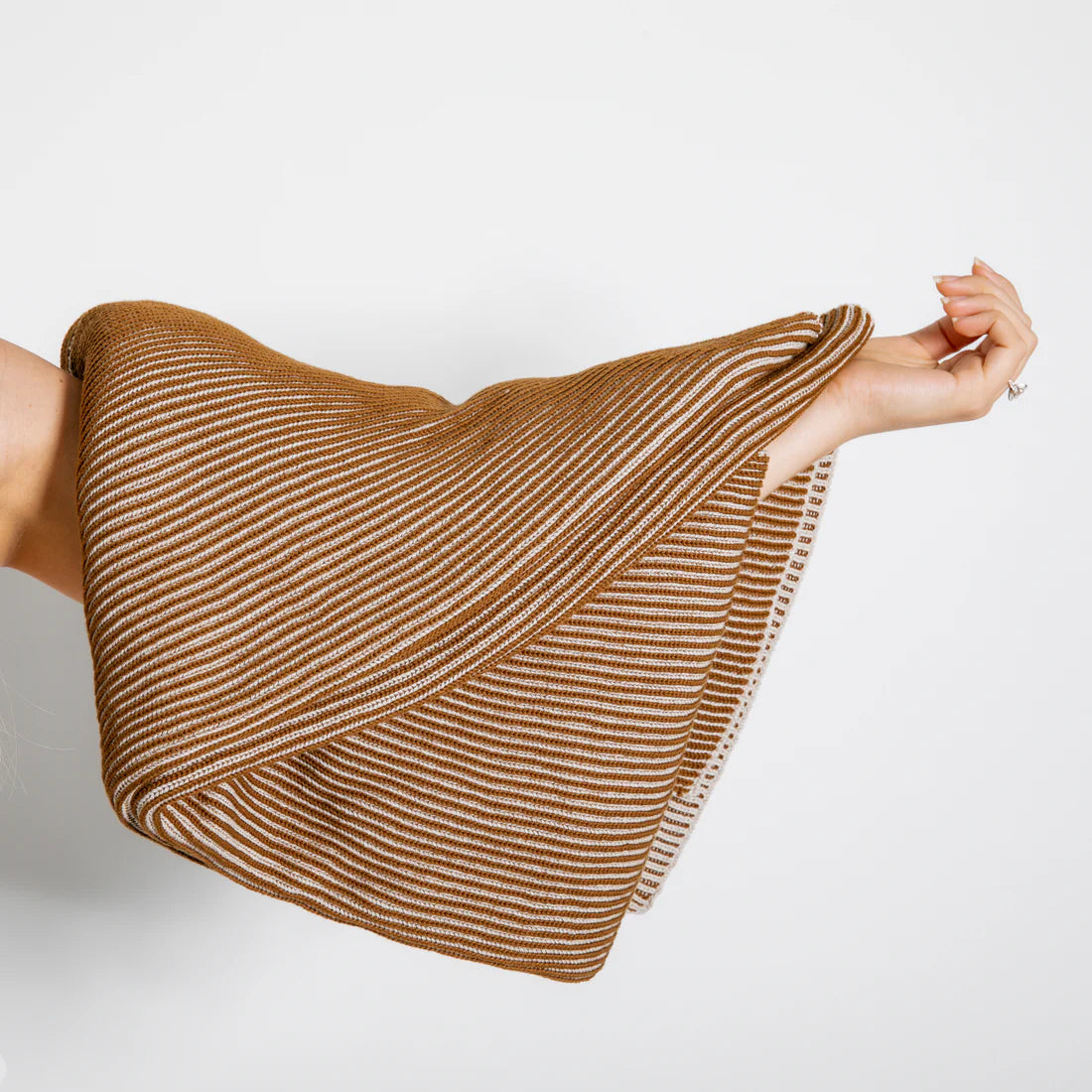 Ribbed Organic Cotton Throw Blanket - Copper