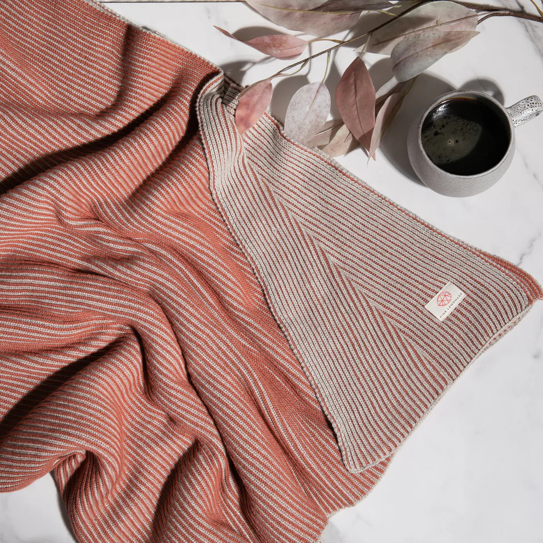 Ribbed Organic Cotton Throw Blanket - Rust