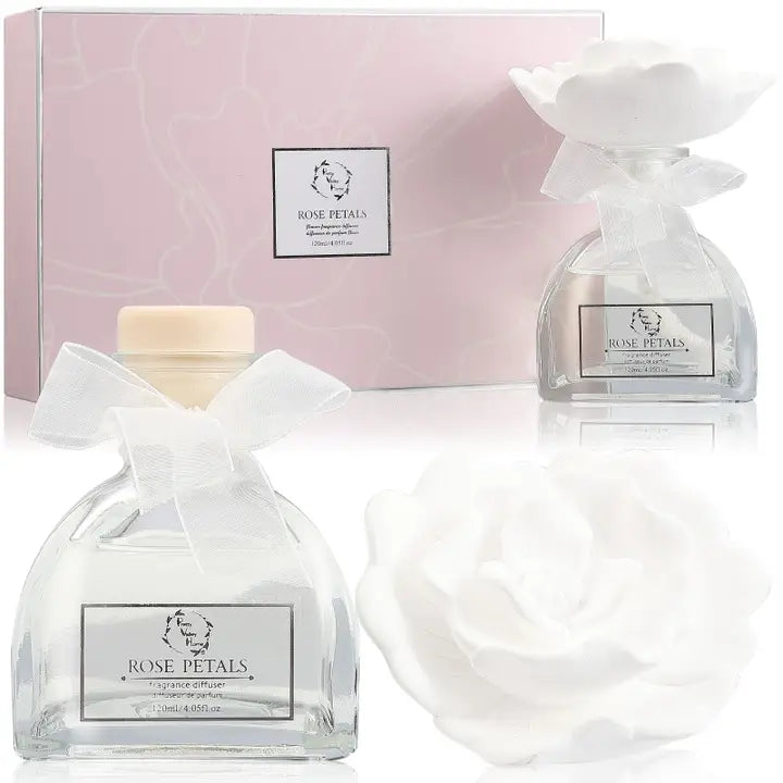 Ceramic Rose Gypsum Flower Diffuser - Rose Petals