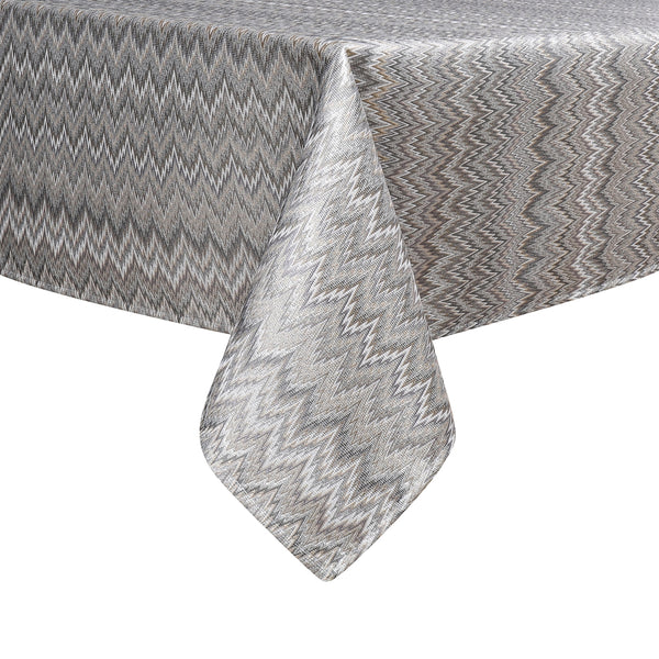 Zigzag Dark Silver Tablecloth Jacquard