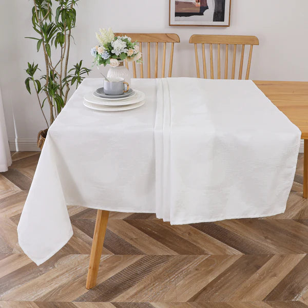 Chenille Circle-White Tablecloth Jacquard