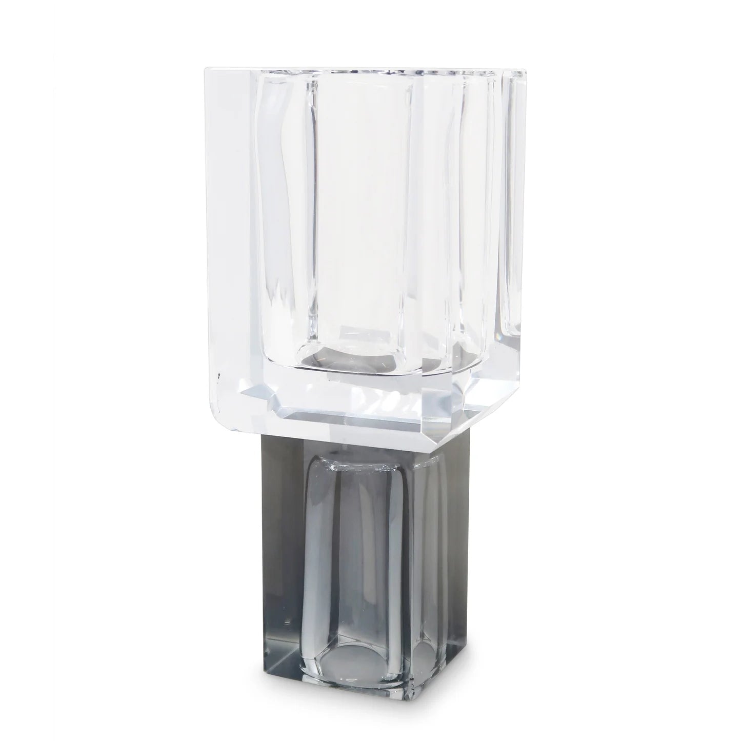 Crystal Square Vase With Colored Base-Large