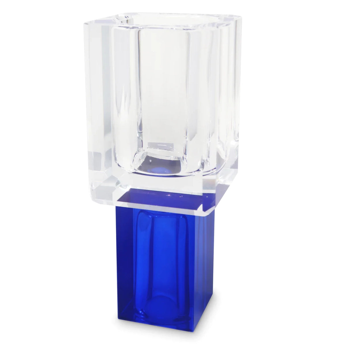 Crystal Square Vase With Colored Base-Large