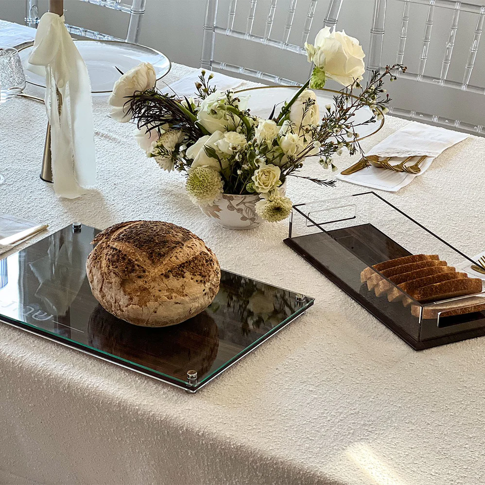 Lucite & Wood Look Challah Tray