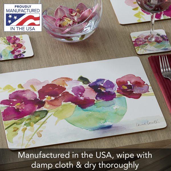Bowl of Blooms – HB Cork-back Placemat - Elegant Linen