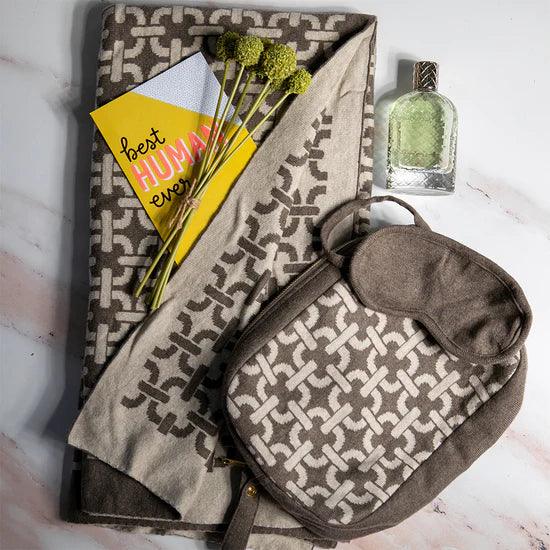 Chains Organic Cotton Travel Blanket and Eye Mask Set