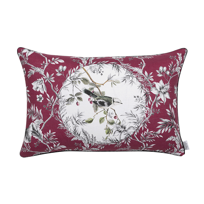 ALEXANDRE TURPAULT クッション'TSARINE' Alexandre Turpault Comédie Amarante Printed Linen Cushion Cover