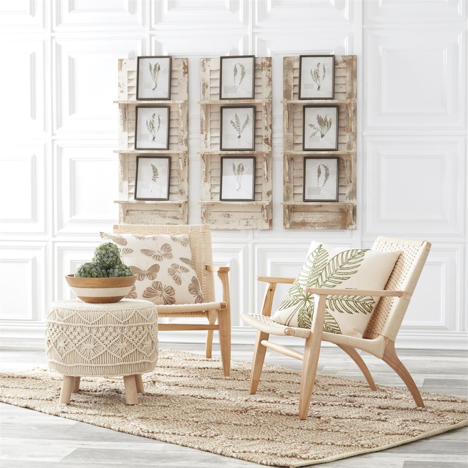 Cream Pillow W/Tan Butterflies - Elegant Linen