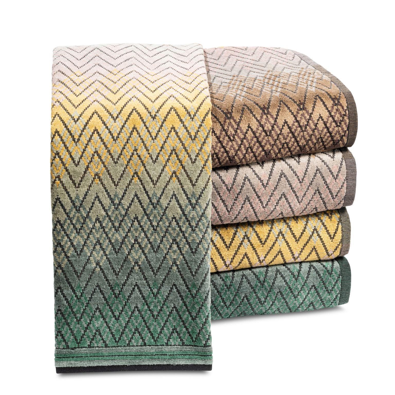 Flame Stitch Beige Hand Towel - Elegant Linen