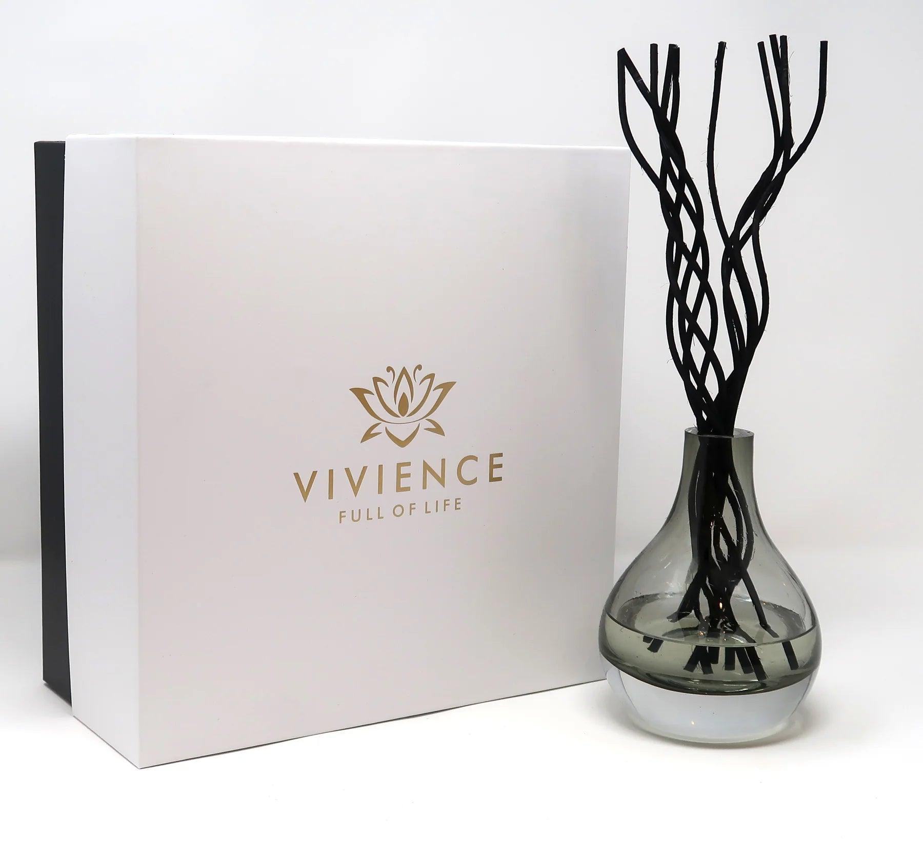Grey Tinted Diffuser With Black Curved Reeds - Elegant Linen