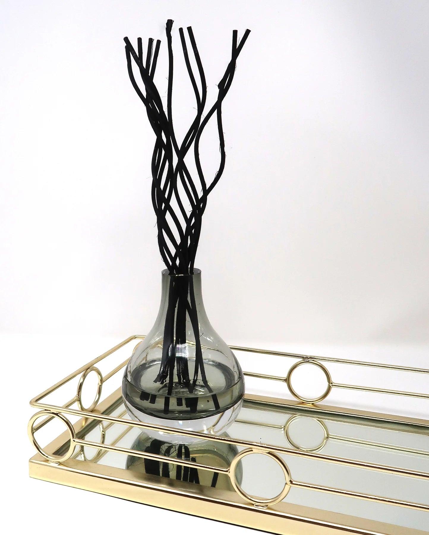 Grey Tinted Diffuser With Black Curved Reeds - Elegant Linen