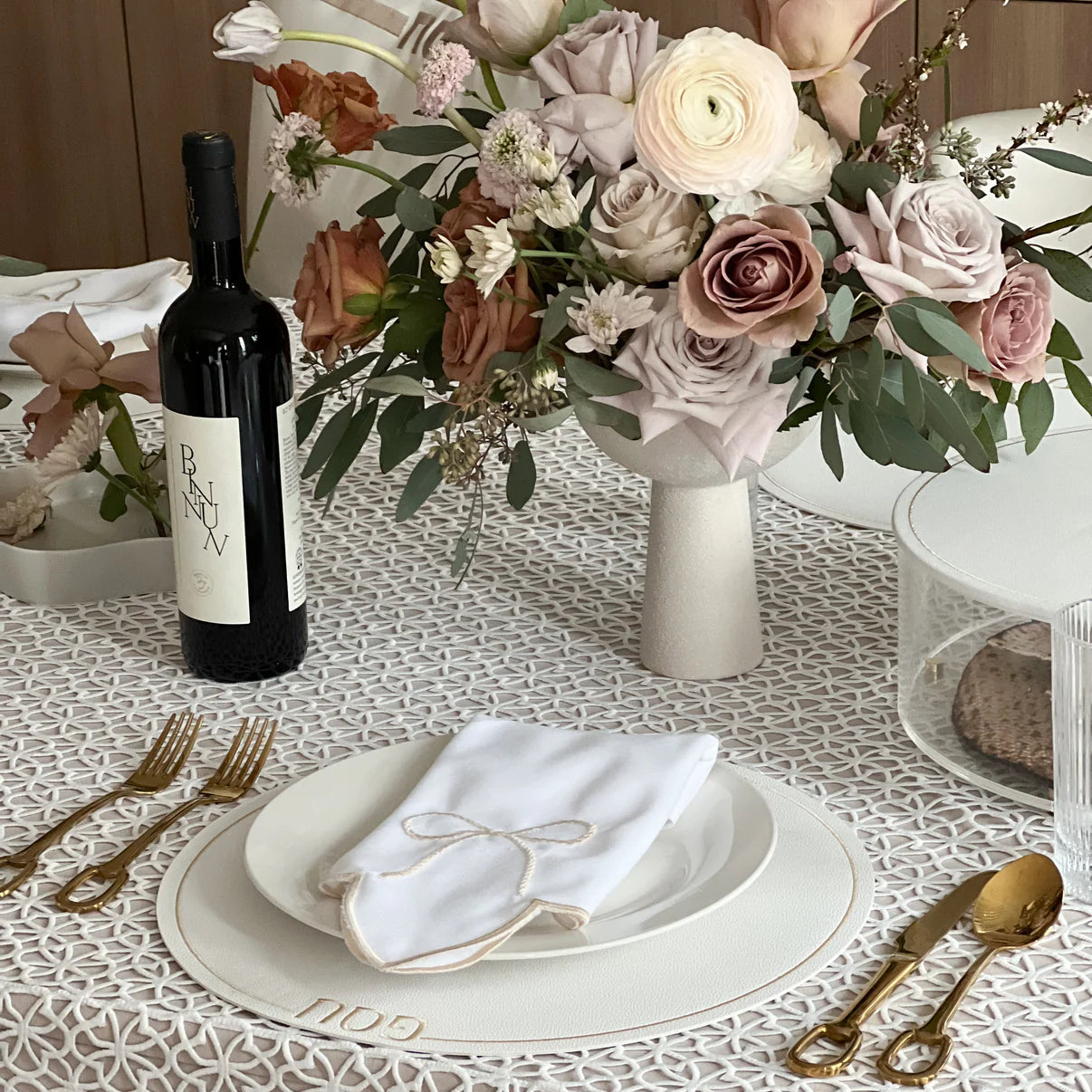 Hamptons Lattice Overlay Tablecloth
