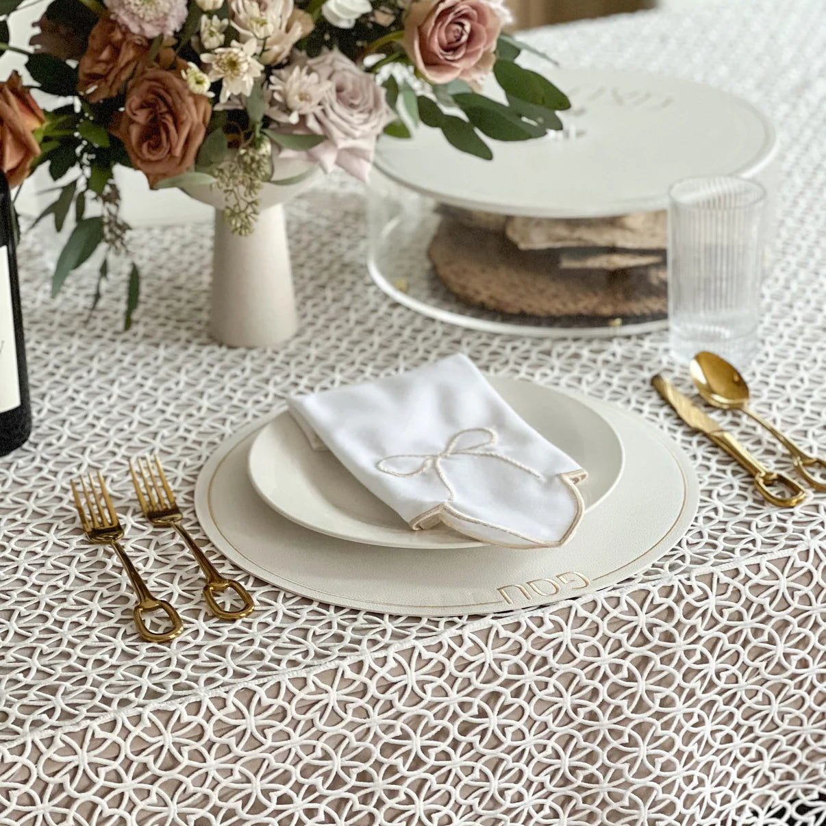 Hamptons Lattice Overlay Tablecloth