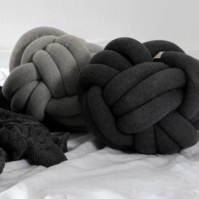 Knot - Dark grey mel Cushion - Elegant Linen