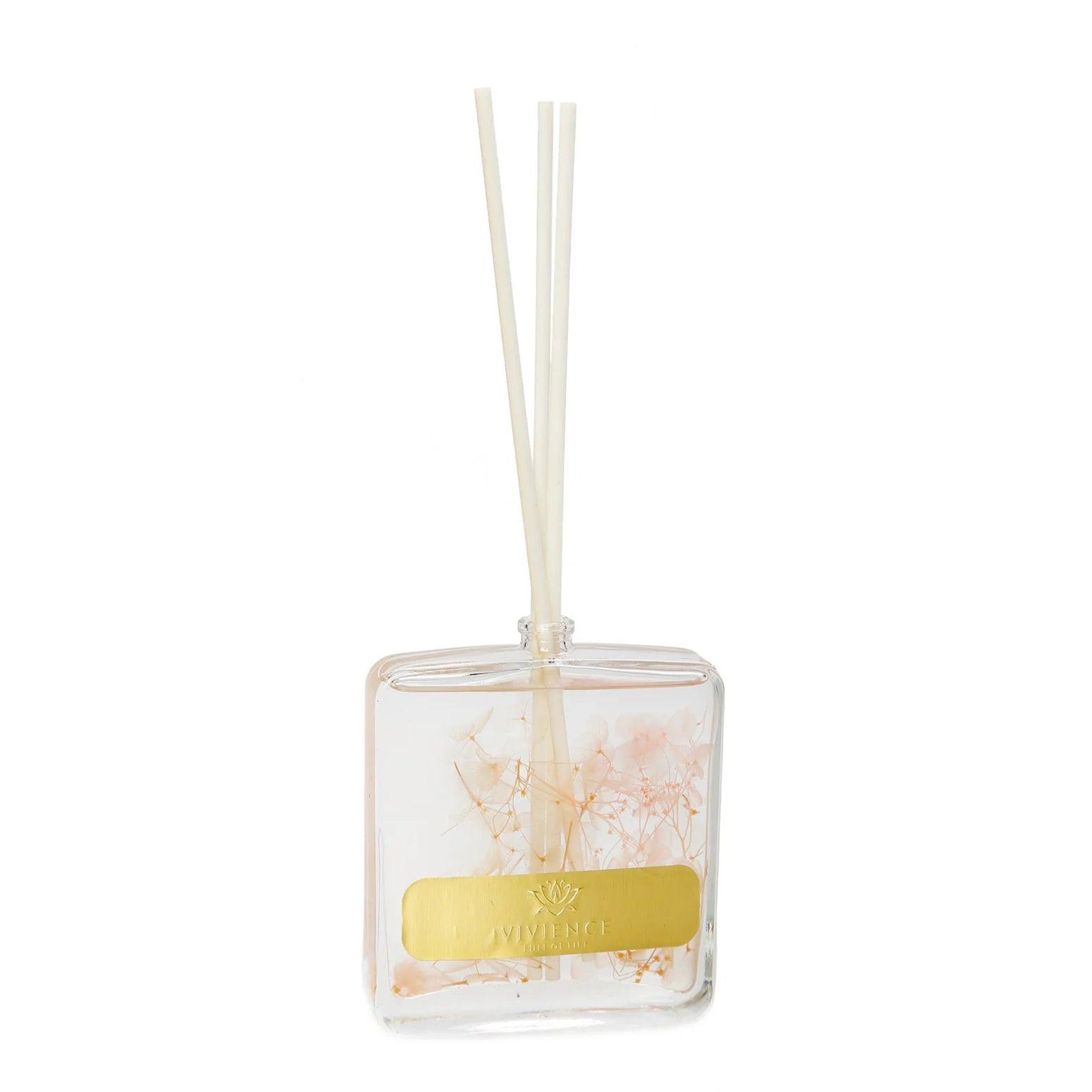 Clear Bottle Reed Diffuser With Pink & White Flower And White Reeds, "Lily Of The Valley" Scent