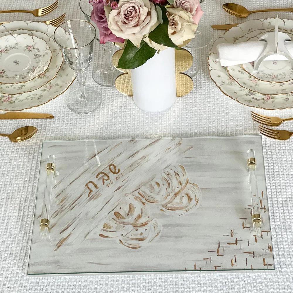 Painted Design Challah Board - Elegant Linen