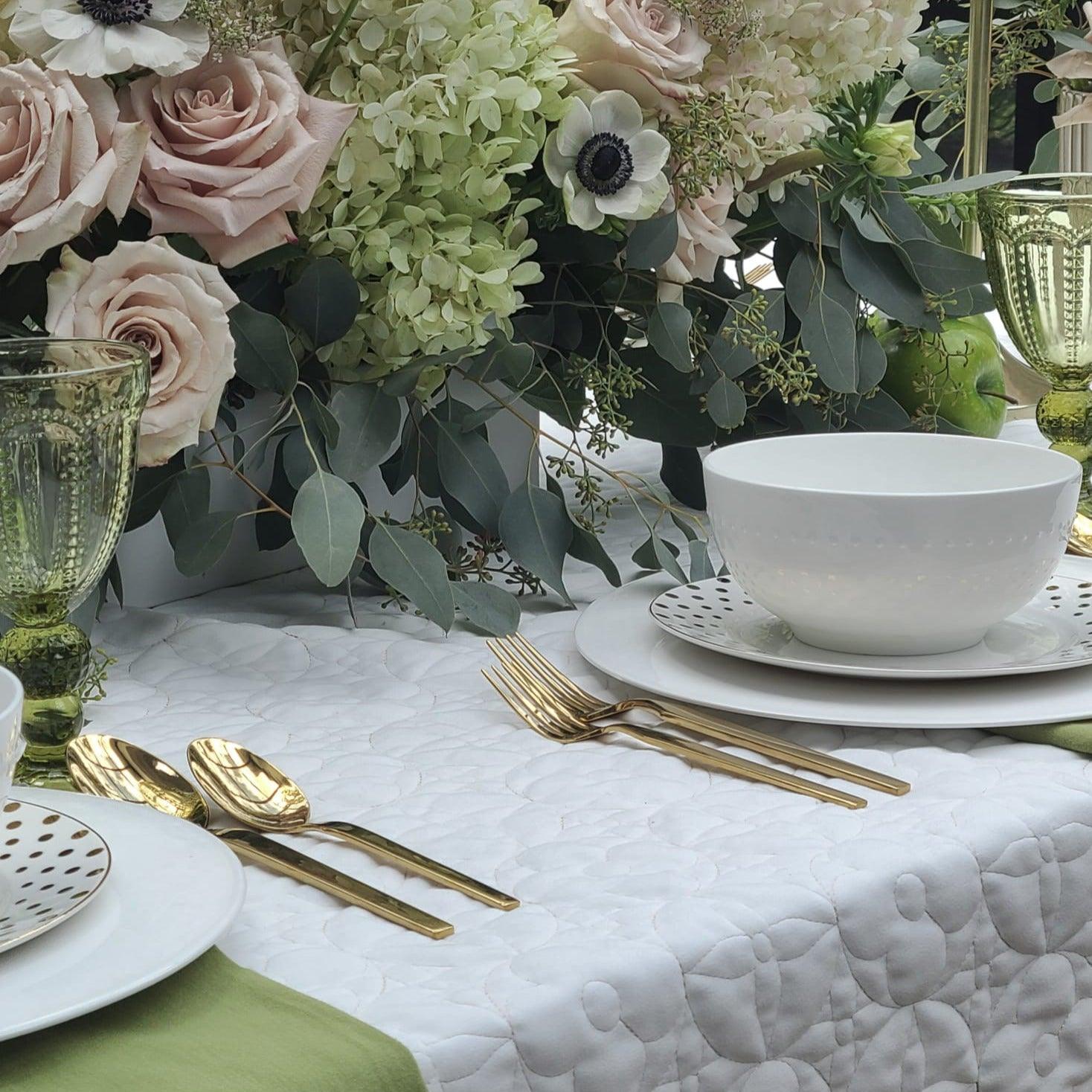Paloma Quilted Tablecloth - Elegant Linen